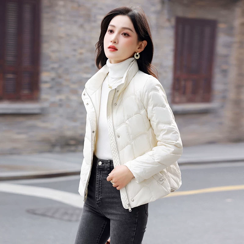 高级感加厚绗缝羽绒服女2025冬季新款时尚洋气短款小个子保暖外套